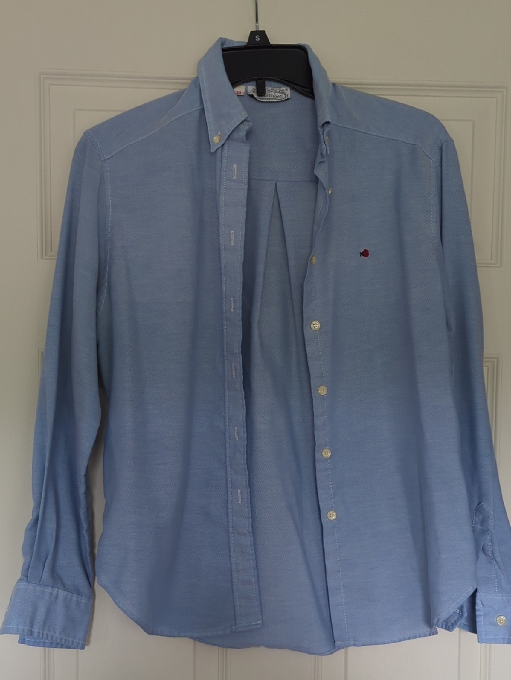 VINTAGE Villager Light Blue Button-Down Shirt with Red Embroidery
